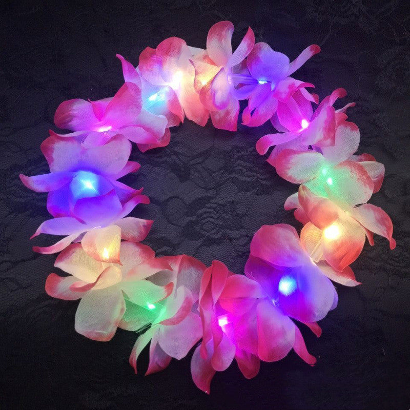 Handmade Polyester Luminous Hawaiian Style Colorful Garland