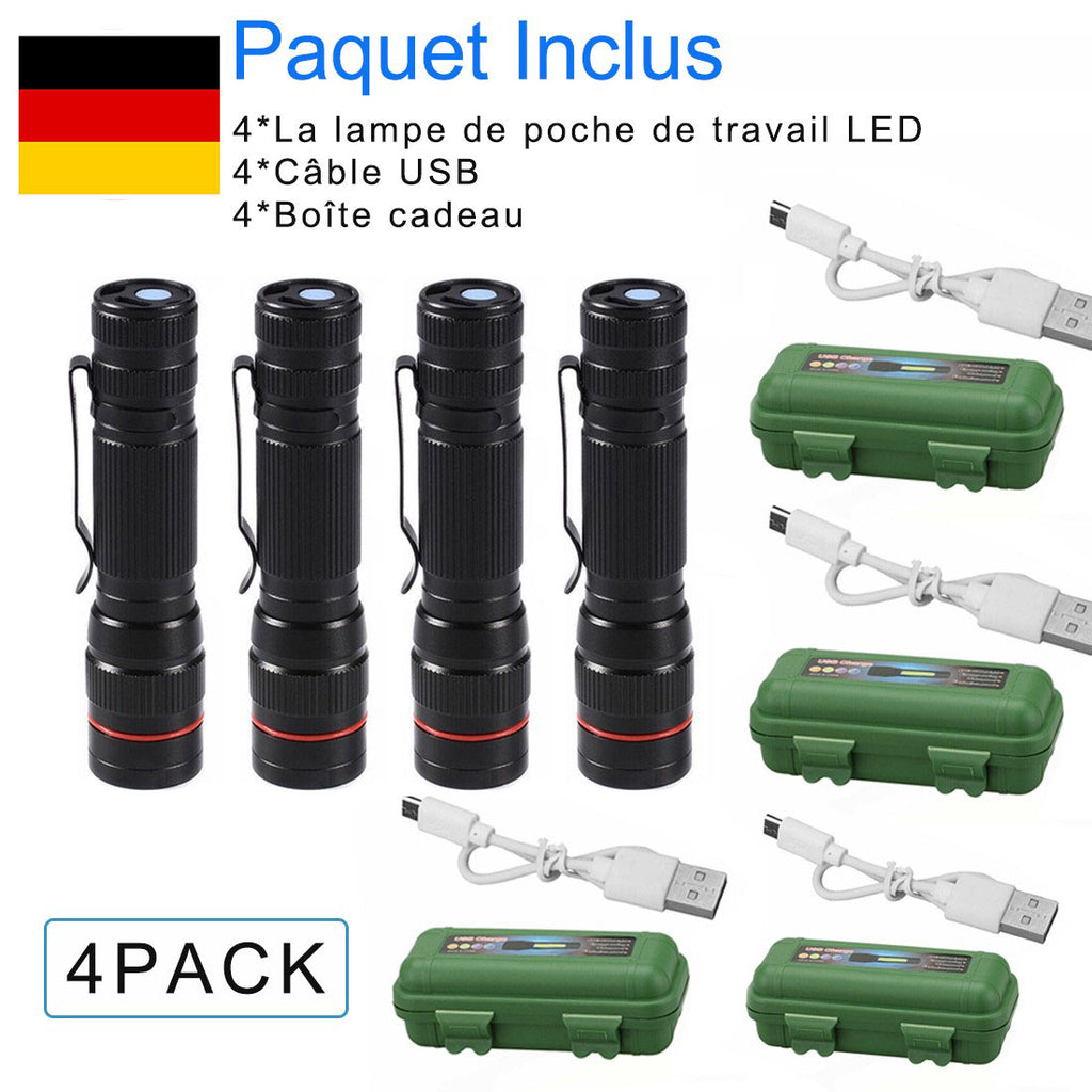 USB Rechargeable LED Flashlight Tactical Zoom Torch Most Powerful Mini Penlight