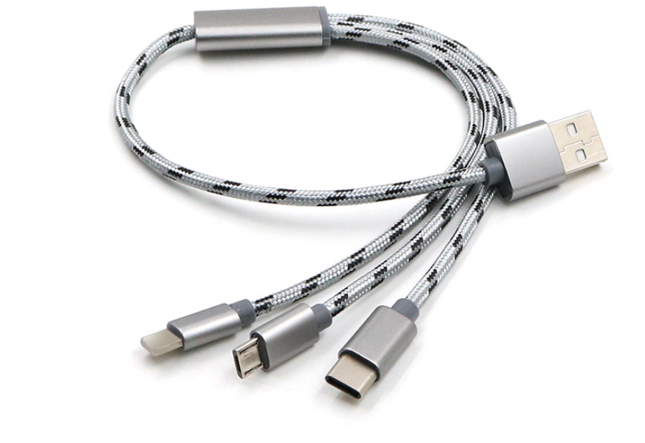 Câble de données 3-en-un Câble USB Téléphone mobile court TYPE-C Charge universelle 3-en-un