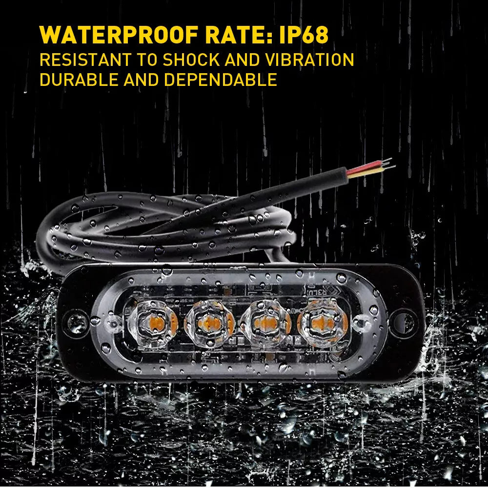 12x 4 LED Recovery Strobe Flashing Truck Beacon Grille Lightbar Lampe Amber