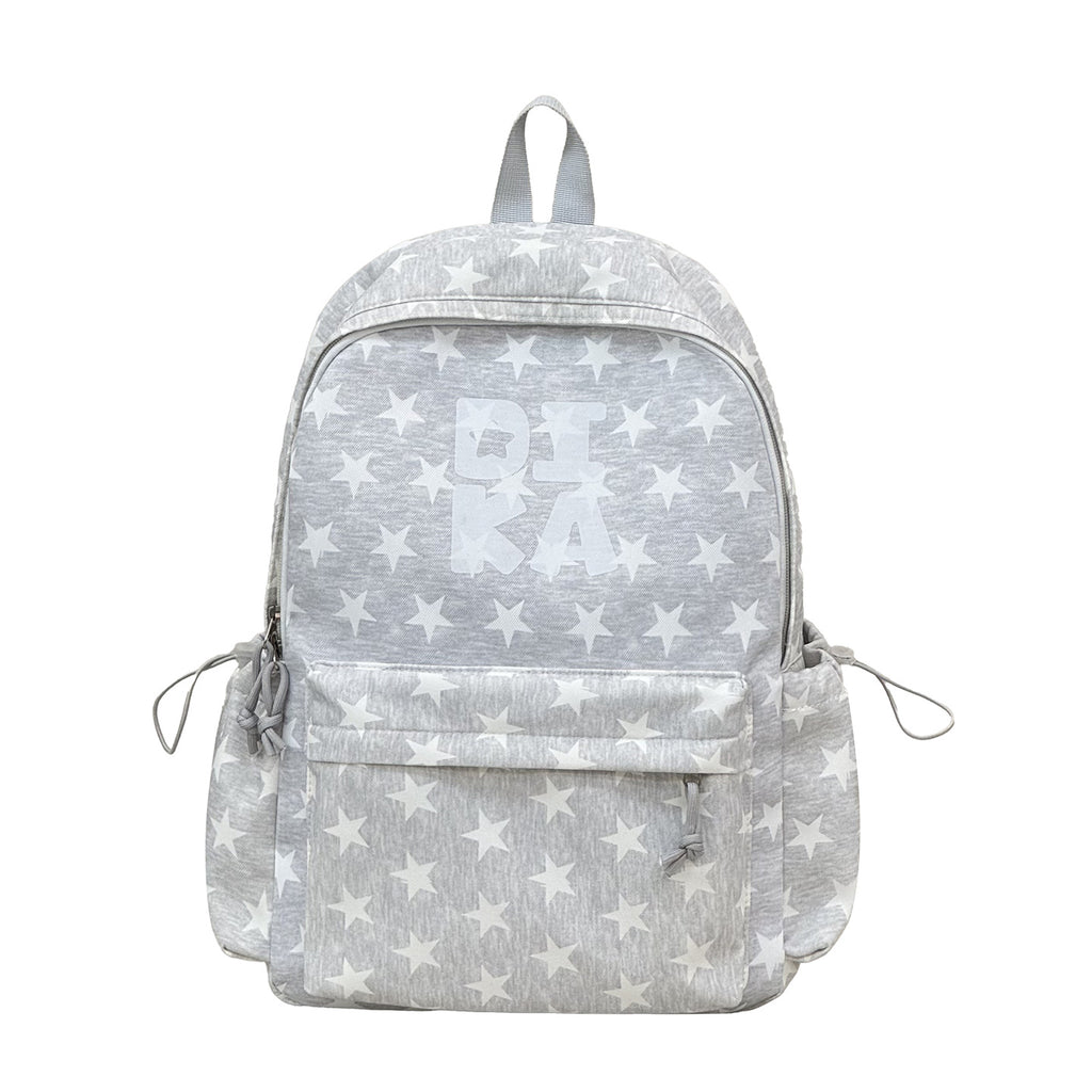 Star-print Backpack Minimalist Letter Design Léger