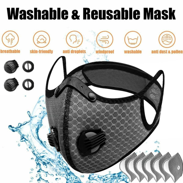 Masque demi-face réutilisable W/ Filtre Cyclisme Masque visage sport extérieur Gris(Logistique Onl