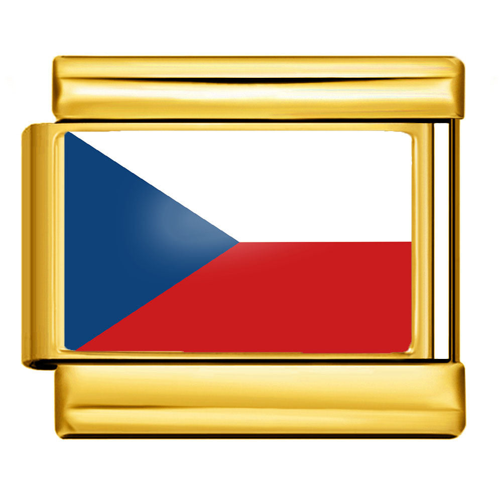 Arrière-plan d'or World Flag Photo Epoxy Italien Module Bracelet