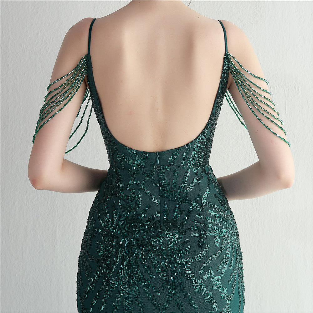 Mesh Perade mariage mariage mariage long camisole soirée Gown