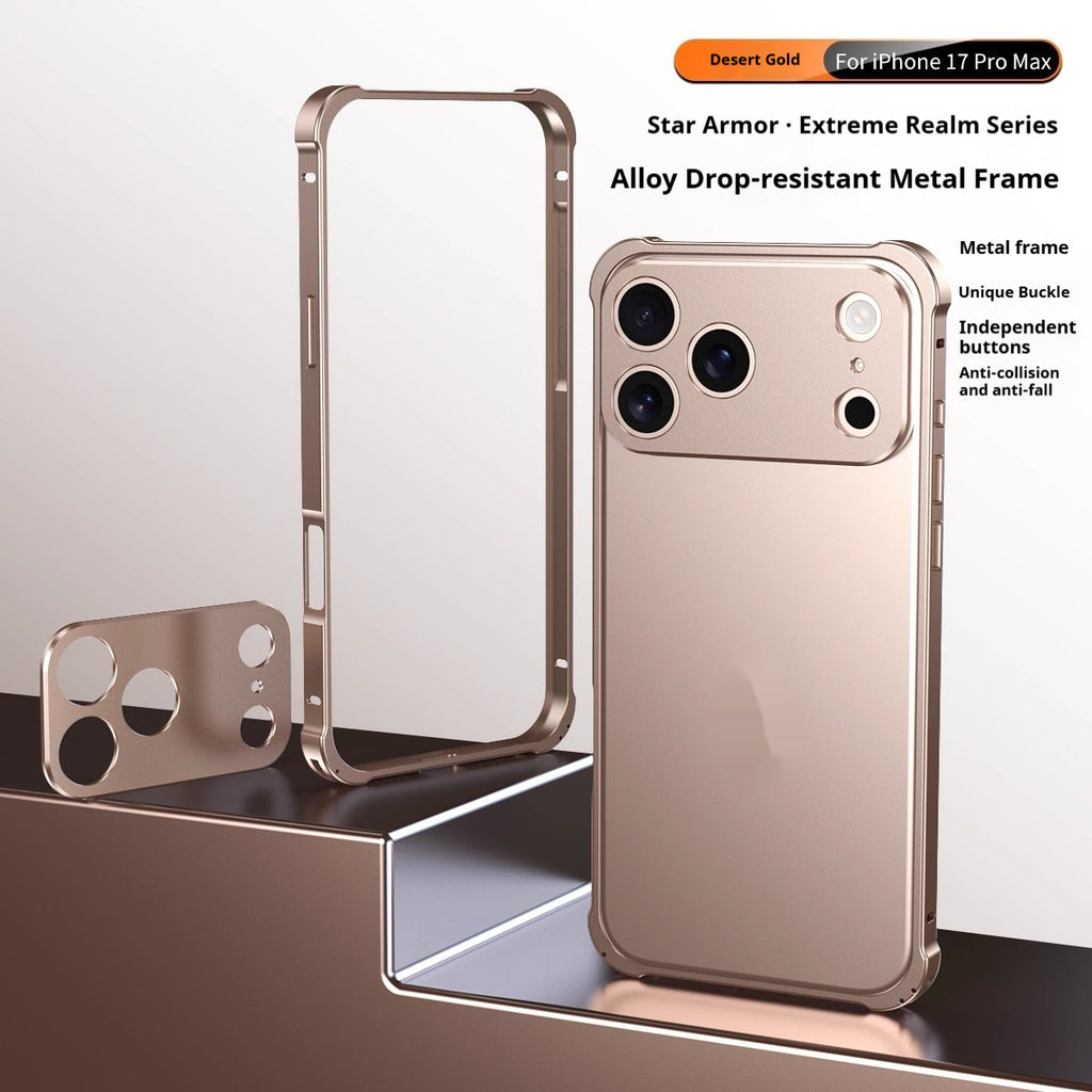 Coque de téléphone mobile avec boucle de hippocampe et quatre coins cadre en métal anti-drop
