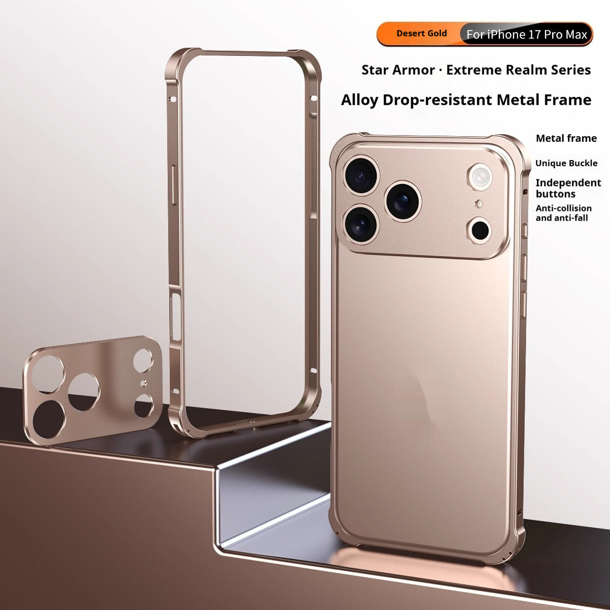 Coque de téléphone mobile avec boucle de hippocampe et quatre coins cadre en métal anti-drop