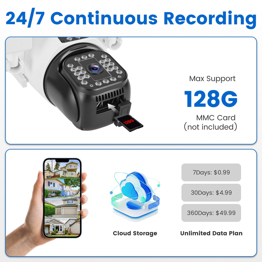 1080P HD 4-Lens Caméra de sécurité 360 Degree Voir WiFi Pan & Tilt Caméra de surveillance Avec F