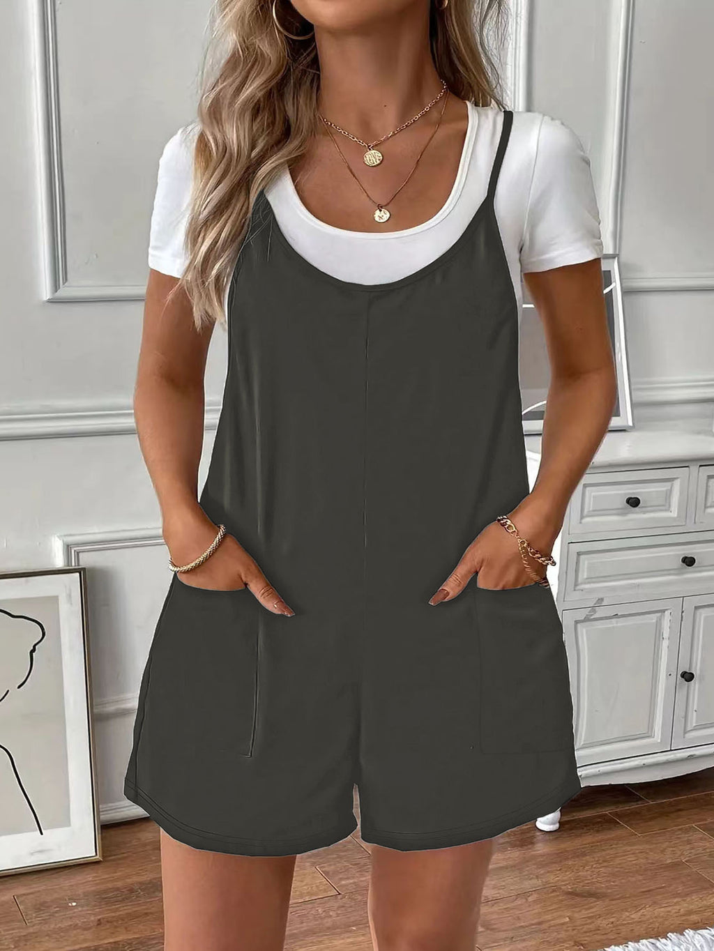 Plus-size Printemps Été Suspendu Pocketed Pocketed pour femmes