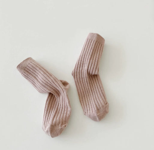 Chaussettes à double aiguille-Tobac en poudre-L-Cotton-1 paire