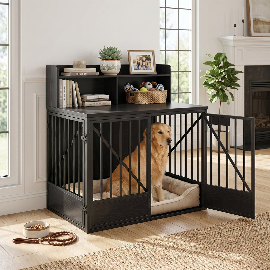Crate de chien grande capacité multifonctionnel Spacieuse Kennel de Top Pet avec 2 Compa de stockage ouvert