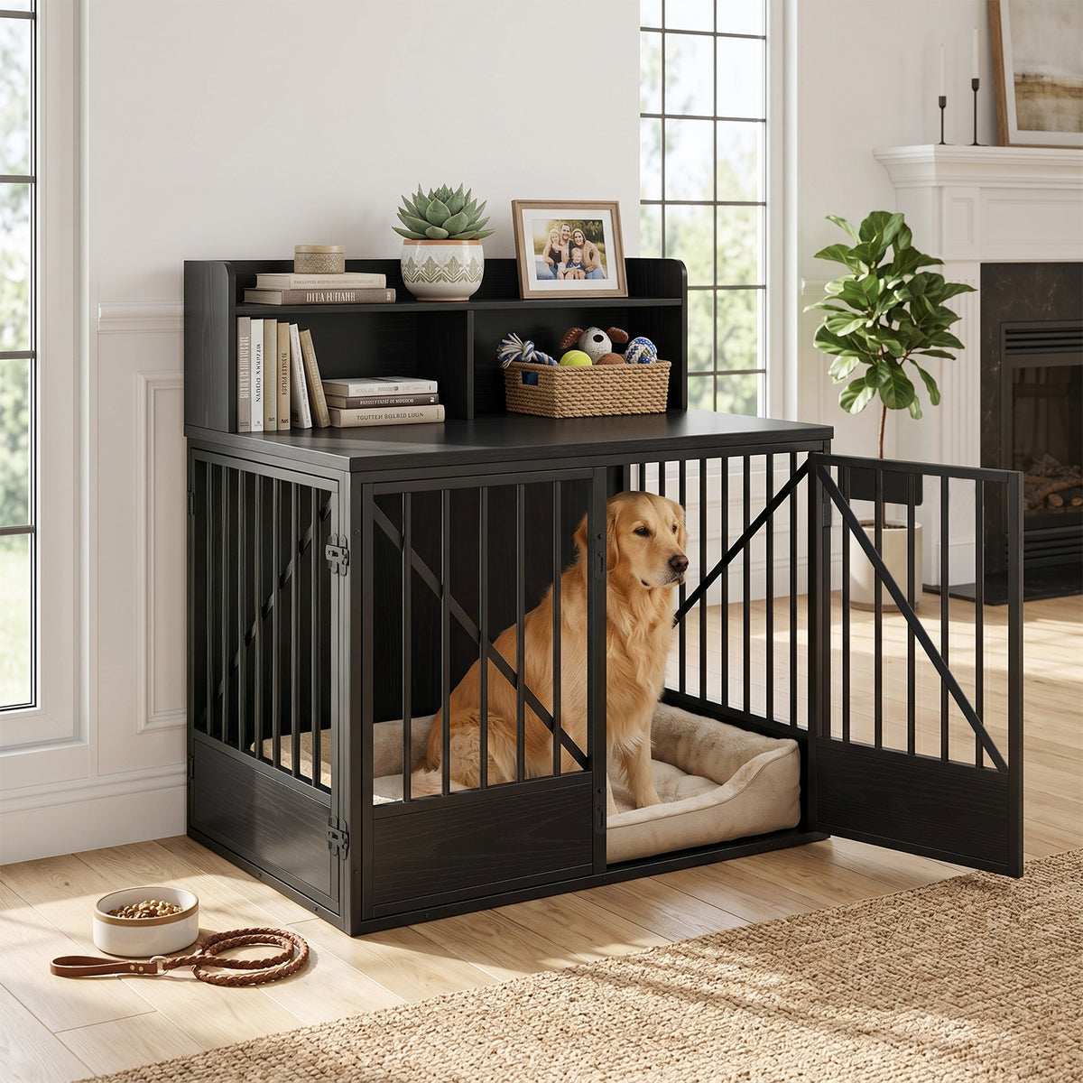Crate de chien grande capacité multifonctionnel Spacieuse Kennel de Top Pet avec 2 Compa de stockage ouvert
