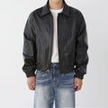 Veste en cuir courte moto pour homme