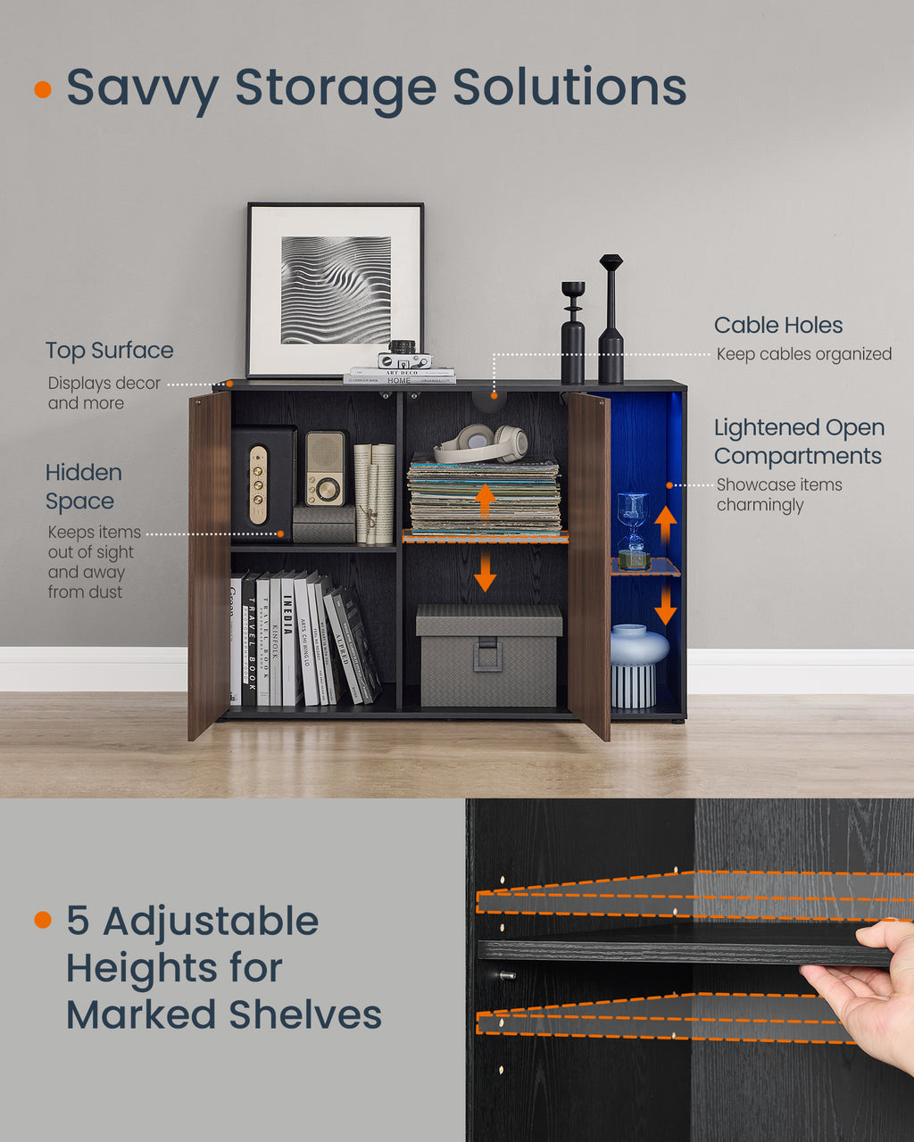 SONGMICS HOME Superfast Toolless Assembly Storage Cabinet