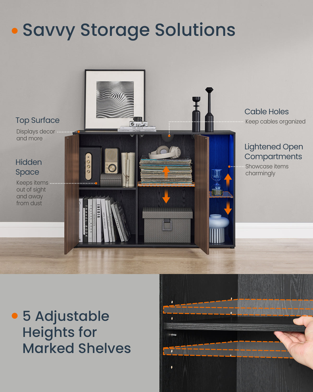 SONGMICS HOME Superfast Toolless Assembly Storage Cabinet