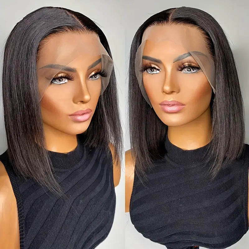 Short Bob Perruque devant Dentelle Amazon Bobhaircut Noir Court cheveux droits Perruque pleine tête