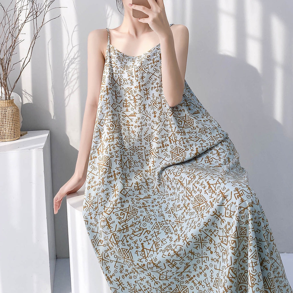 Femmes Pyjama coton-argent Haute-fin automne et robe longue printemps Vêtements de salon