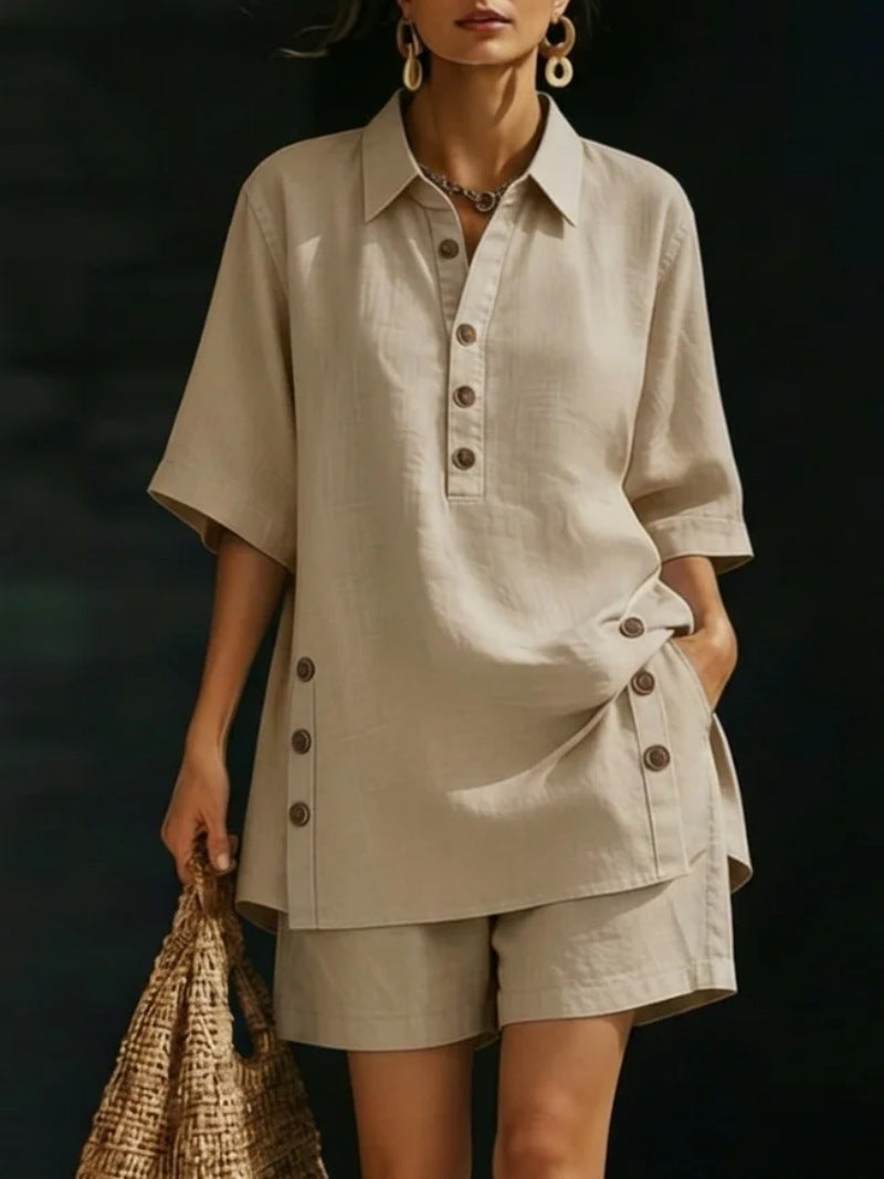 Vente chaude Automne et été Commerce extérieur Chemise à manches courtes pour femmes et pantalons allongés Tw