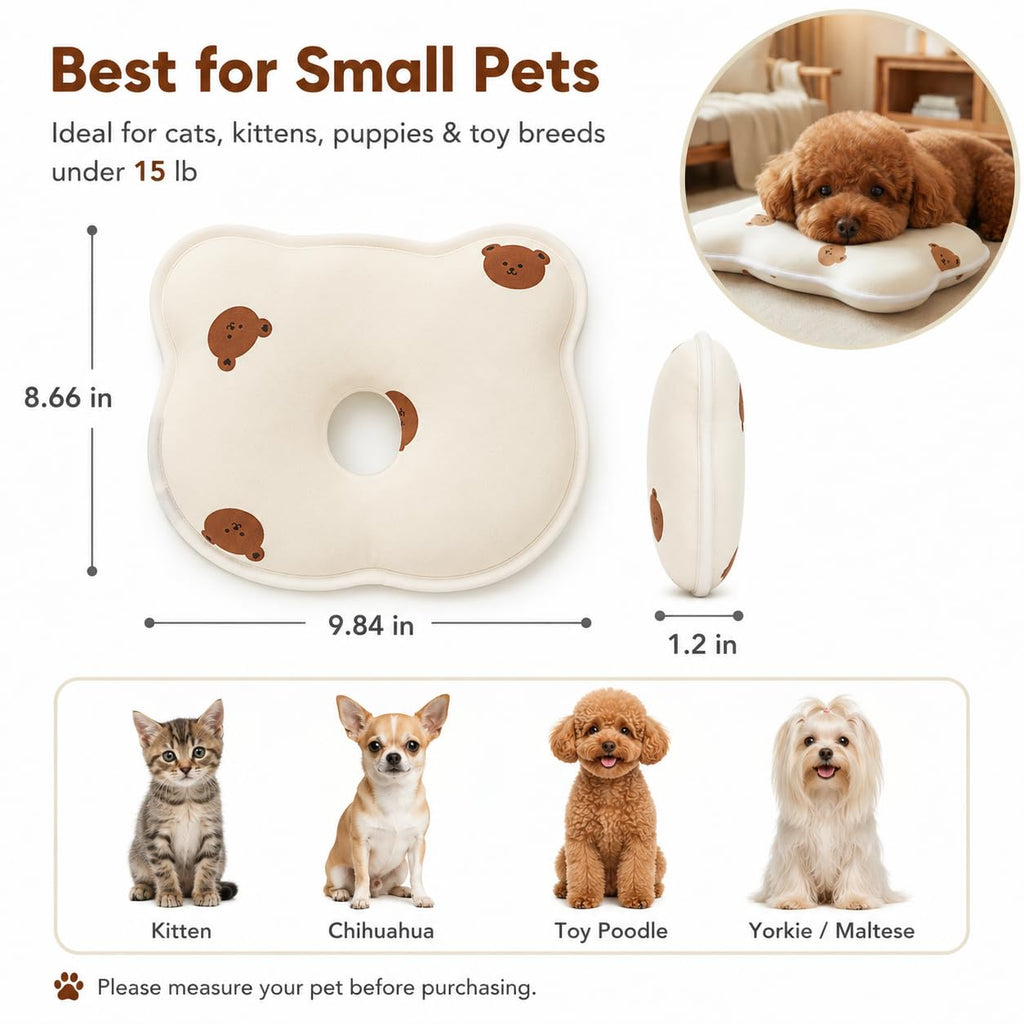 Oreiller pour petits chiens et chiots - Coussin ergonomique en forme d'ours