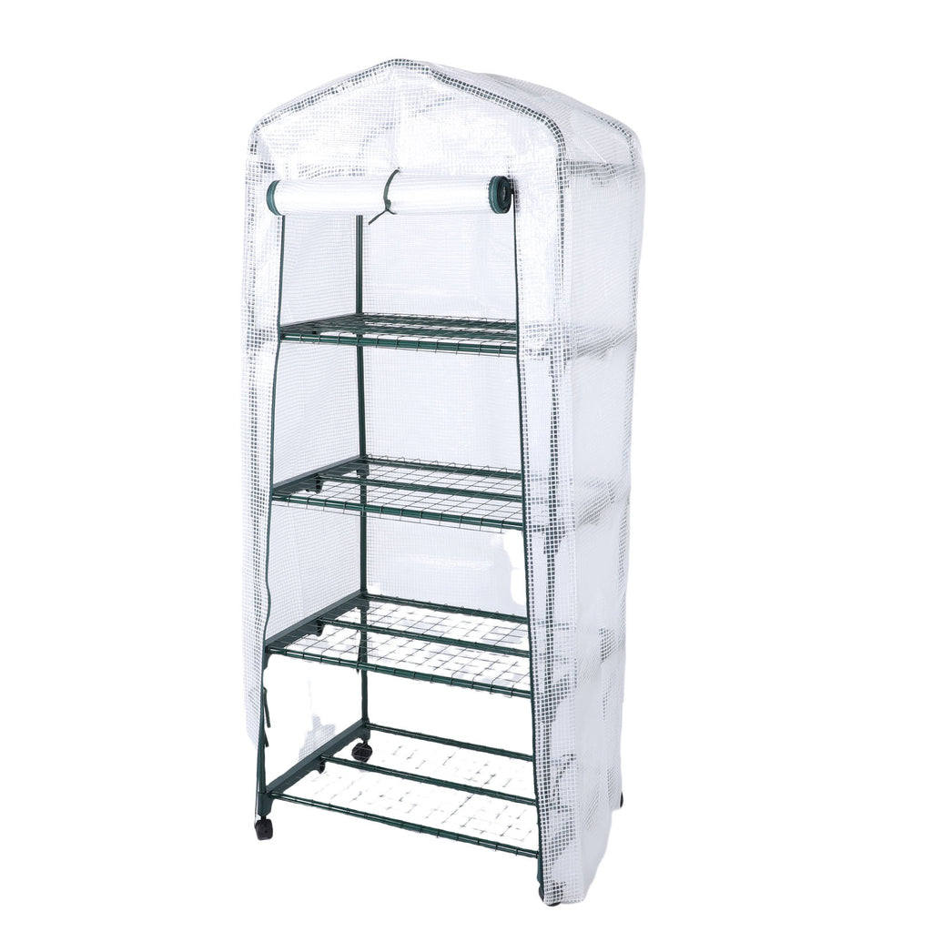 Greenhouse with PE Cover 360° Roues rotatives Zippered Door Frost Proof 4 Tier Petite usine
