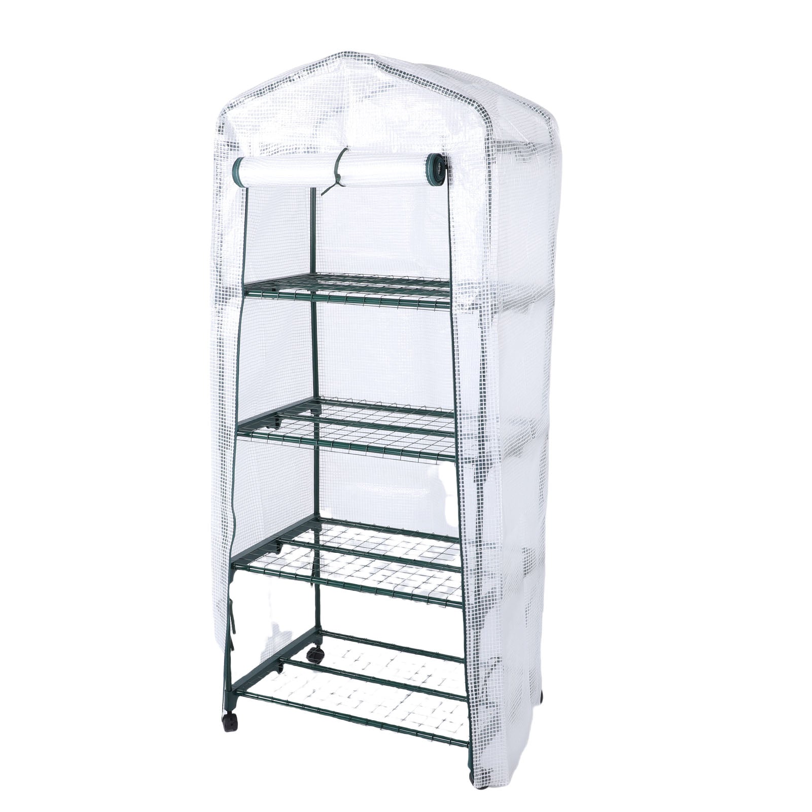 Greenhouse with PE Cover 360° Roues rotatives Zippered Door Frost Proof 4 Tier Petite usine