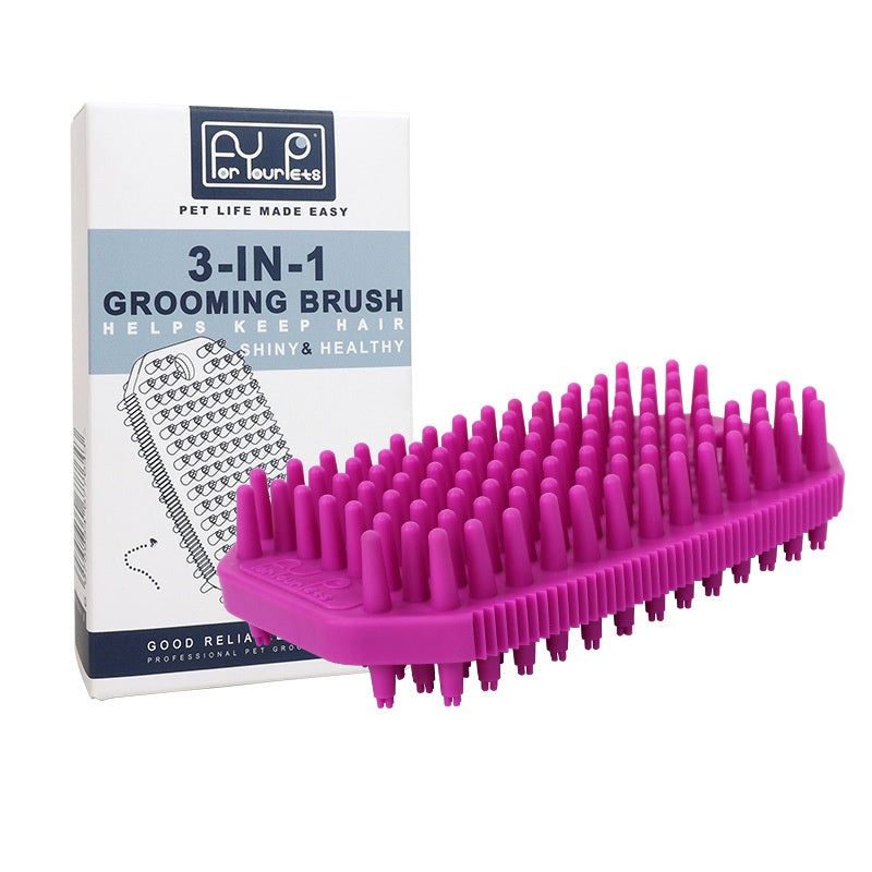Peigne de massage de bain pour animaux de compagnie Mo brosse d'enlèvement des cheveux humide et sèche double usage