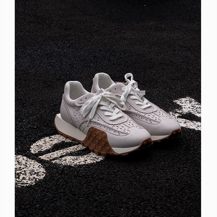 Retro Niche Sneakers de blocage de couleur casuale de jogging à fond épais