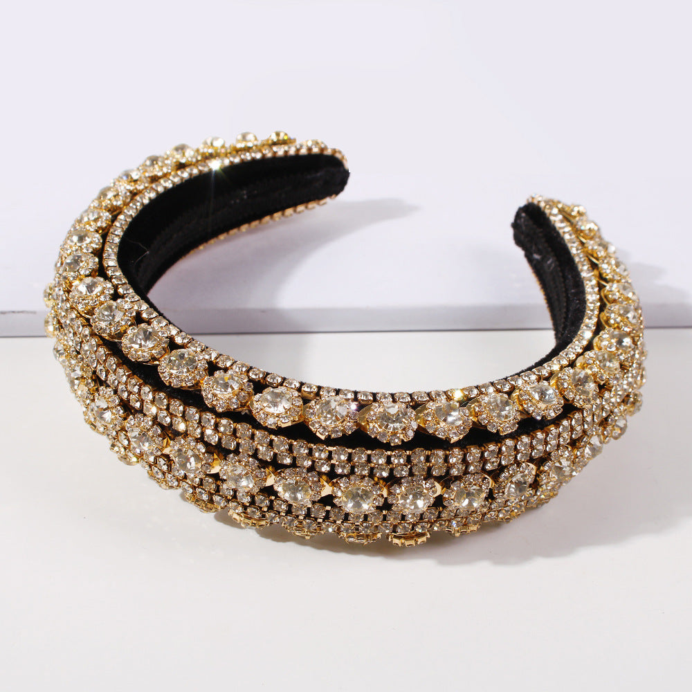 Strass Full Diamond Temperament Headband Mode Large bord baroque accès cheveux en cristal