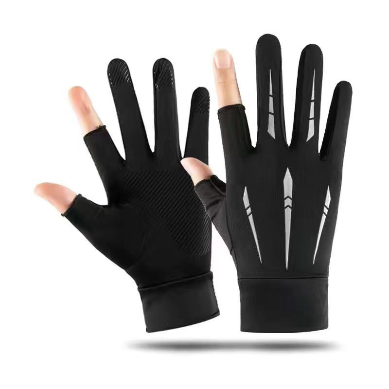 Sports de plein air d'été Gants demi-doigts faits de soie glacée avec une poignée antidérapante
