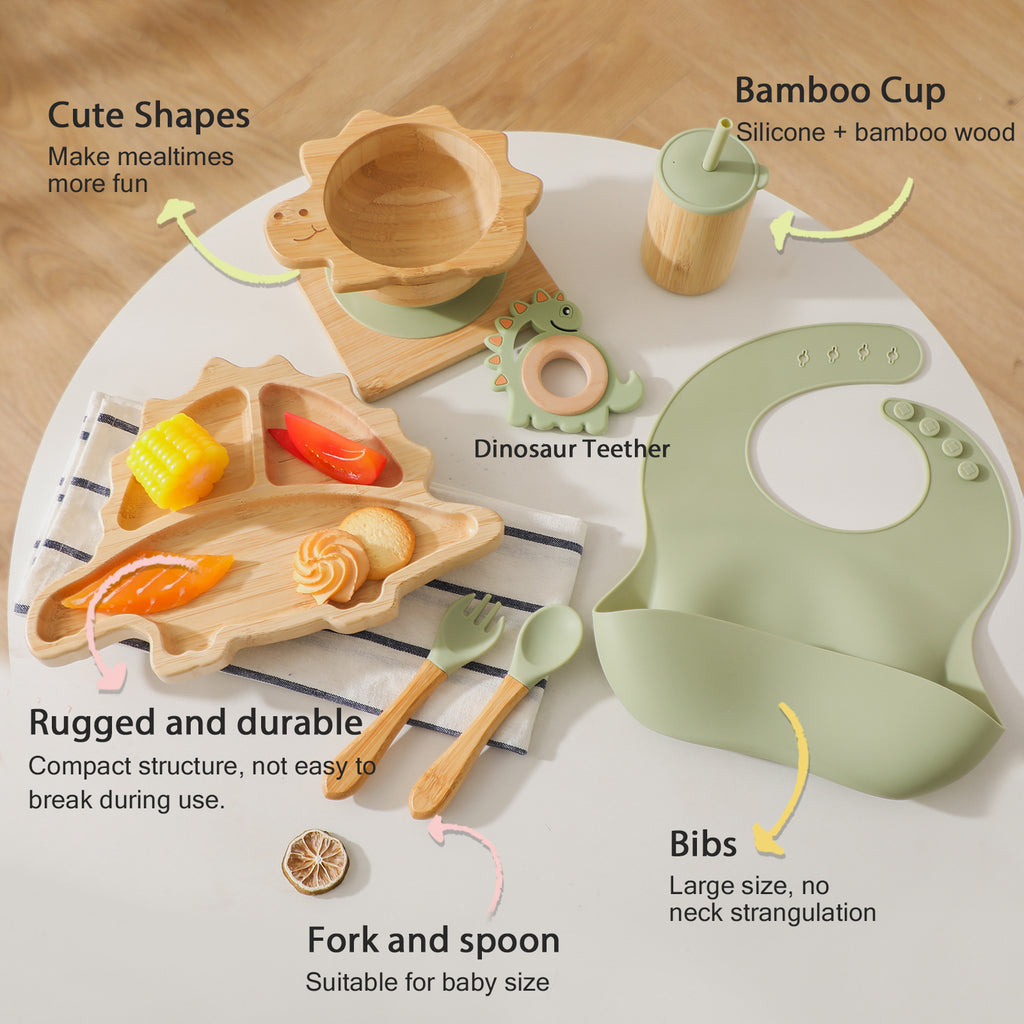 Style nordique Baby Bamboo Ensemble de vaisselle Spork combiné