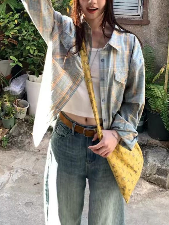 Women's Relaxed Plaid Casual Blouse