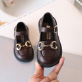 Printemps Trendy JK Style Filles Chaussures en cuir Boucle en métal Bébé Appartements Enfants Casual Sho en cuir