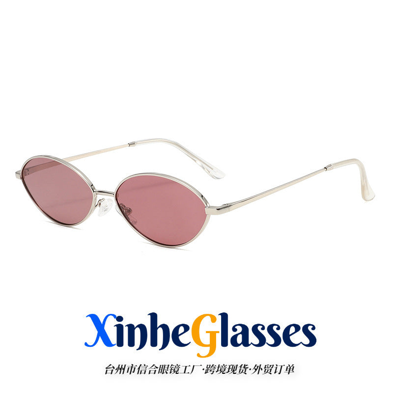2324P Lunettes de soleil ovales en métal polarisé Lunettes de soleil rétro décontractées Commerce extérieur Amazon Tk