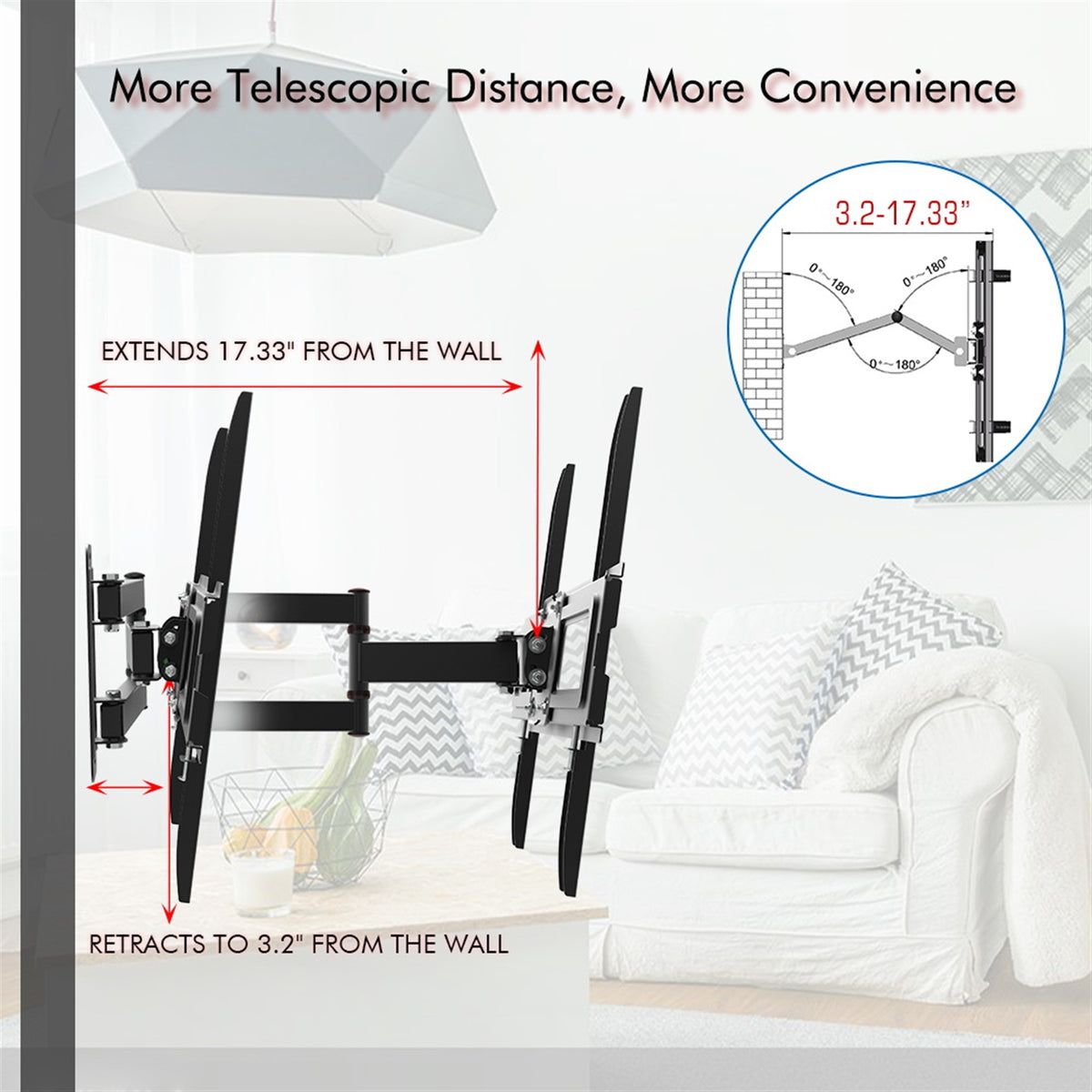 32-65 pouces Single Pendulum Small Base TV Stand TMXD-103 roulement de charge 35KG