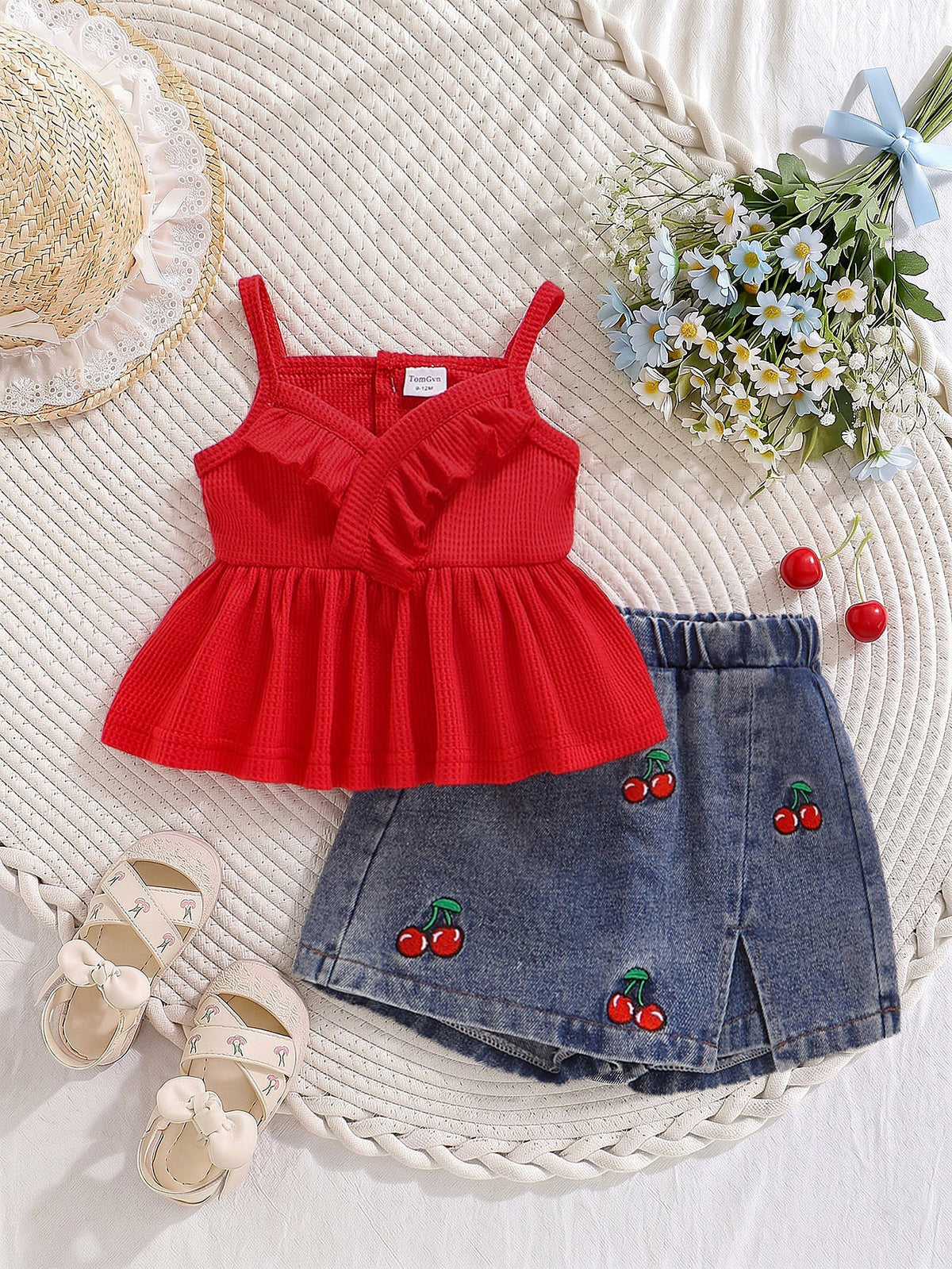 Culottes brodées Top Denim sans manches