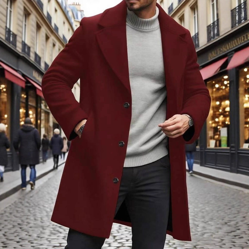 Trench Coat Lapel incrusté Slim-fit Surpoil Élégant et sophistiqué Trench de couleur solide