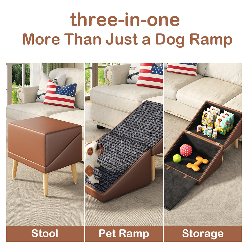 3-en-1 Dog Ramp 18.89"×17.91"×20.08" avec stockage – Étables pour chiens âgés et blessés &