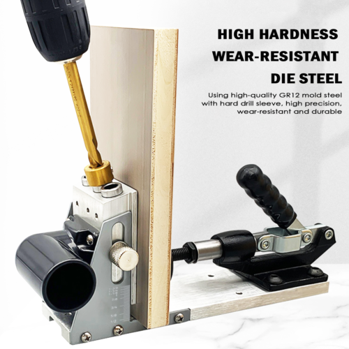 Kit de trou de poche en bois Jig 12-33MM Guide de forage Outil de menuiserie Puncher à bois