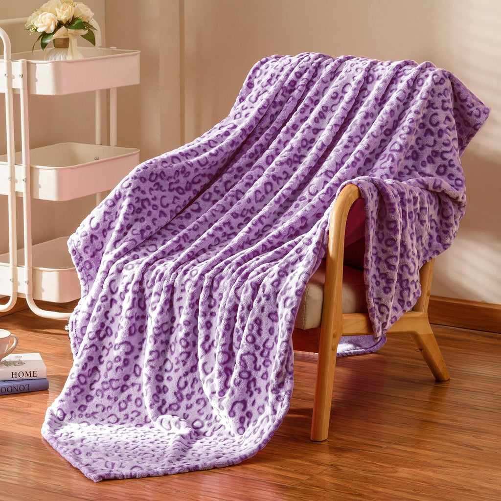Classique Leopard-print Flannel Blanket Style moderne