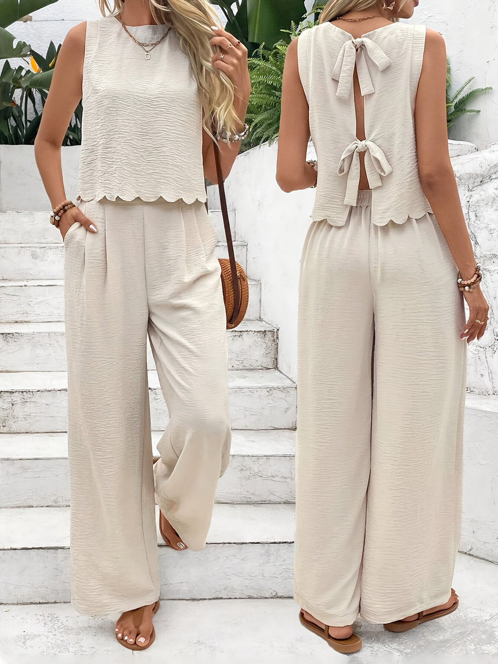 Ensemble de pantalons d'été sans manches et de pantalons occasionnels pour femmes européennes et américaines
