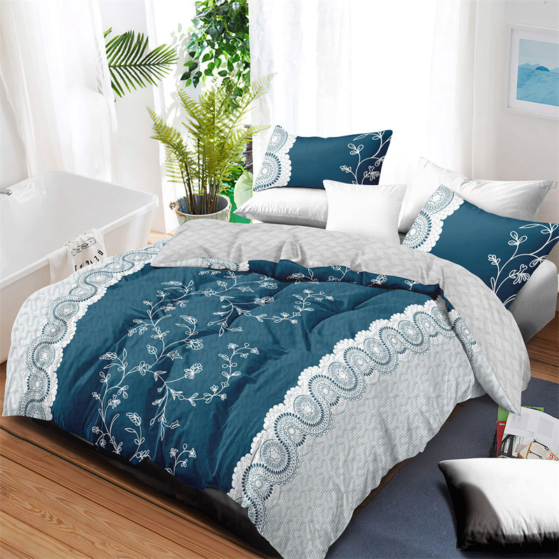 Set de courtepointe à 3 pièces de fleur de sarcelle avec 2 shams d'oreiller assortis