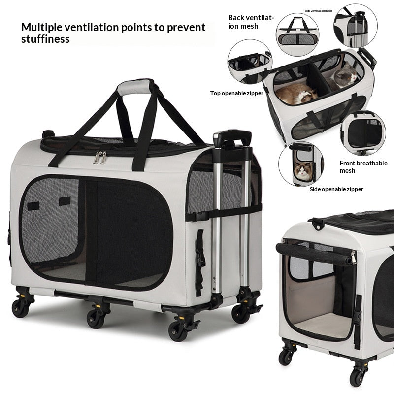 Chariot de transport multi-animaux avec sangle d'épaule et poignée pour chats et petits chiens