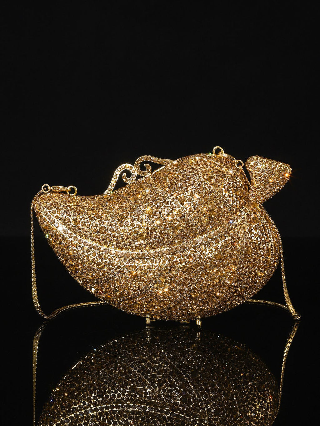 Sac de soirée en strass de bouteille de champagne brillant brillant haut de gamme