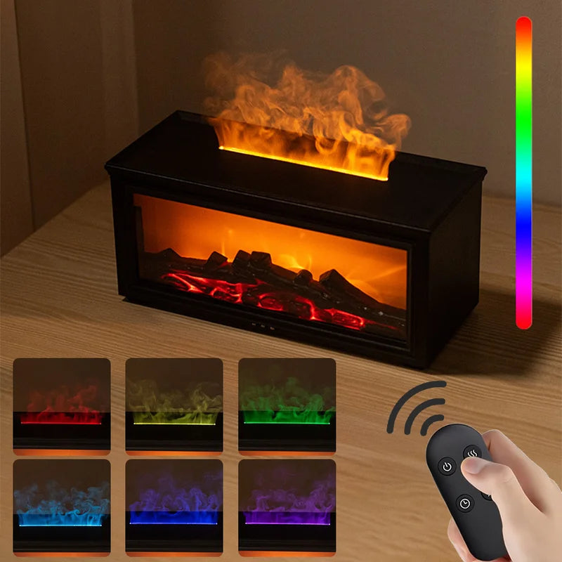 Air Flame Aroma Humidificateur 280ml USB 7 Couleur LED Cheminée Diffuseur avec télécommande Es