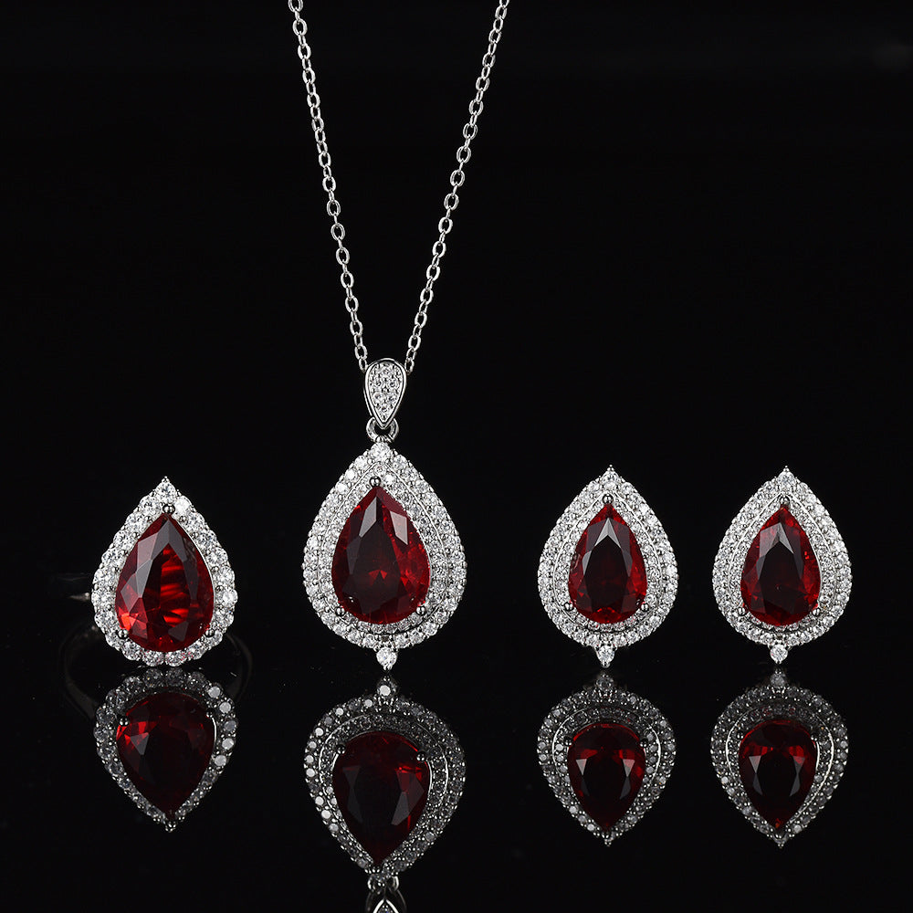 Couleur fashionable Gemme Complete-Diamond Waterdrop Zircon Collier