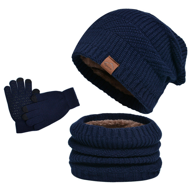 Gants d'écharpe de chapeau chaud doublé de polaire d'hiver Ensemble de trois pièces