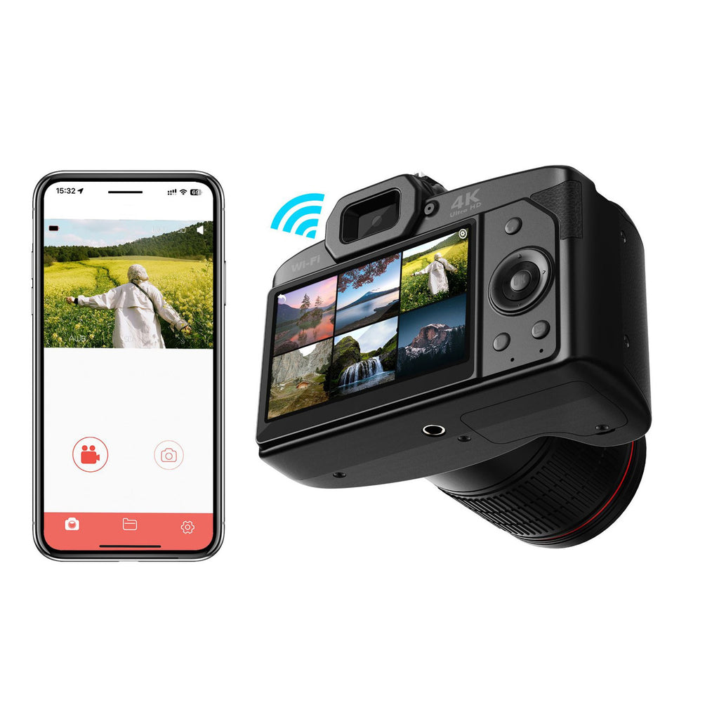 Caméra numérique écran IPS 3 pouces 4K 64MP 16x Zoom numérique vision nocturne sans fil double Camer
