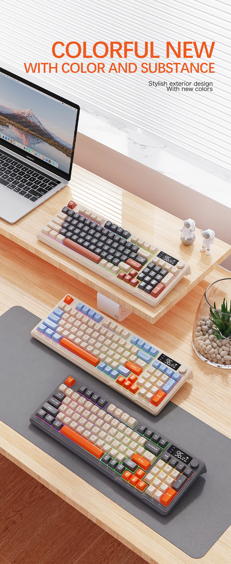 Wireless Dual-Mode Bluetooth Russian Keyboard Display