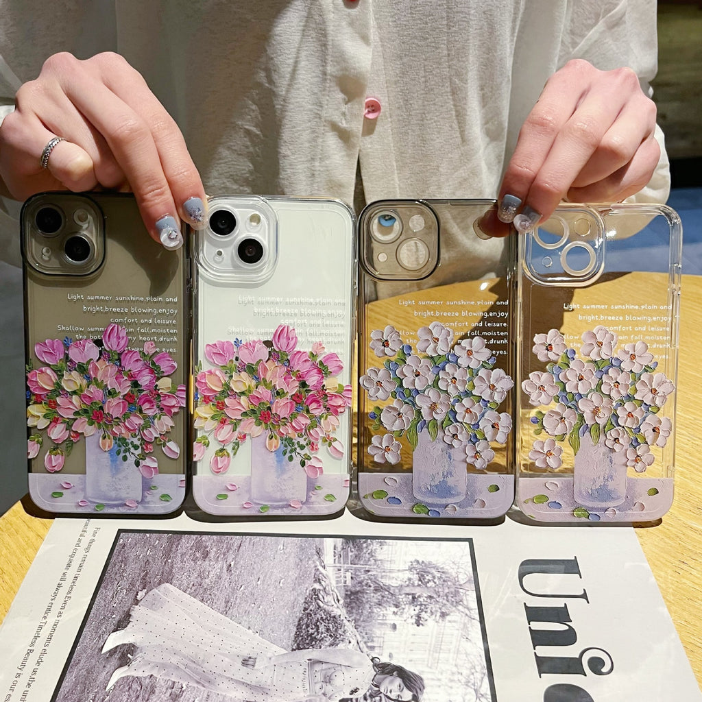 Étui téléphonique de protection transparent de petite fleur simple