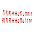 24 PCS rouge et blanc cœur ongles art