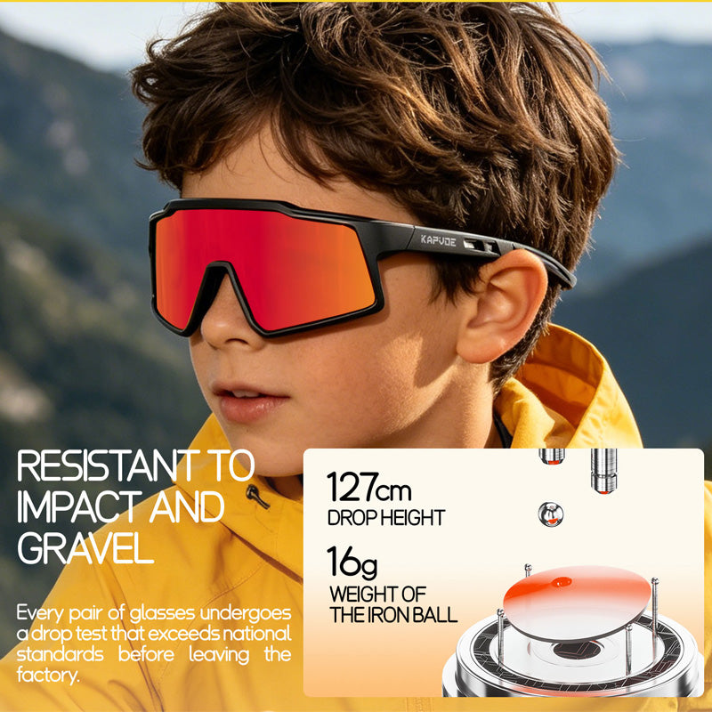 Lunettes de vélo polarisé pour enfants pour adolescents Sports de plein air et plein air
